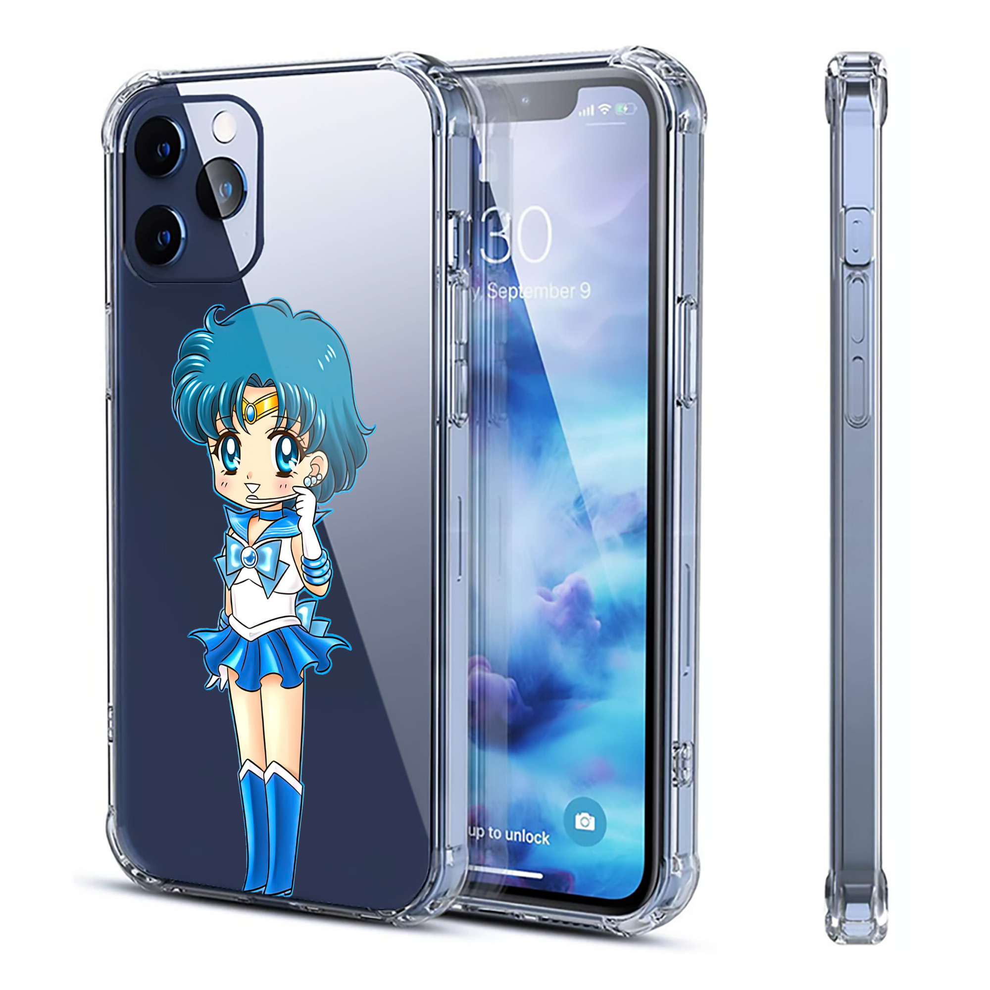 （画像用） 美少女戦士セーラームーン 水野 亜美 みずの あみ Sailor Moon Mizuno Ami 【iPhone 12シリーズ対応】透明スマホケース（クリアソフトケース）